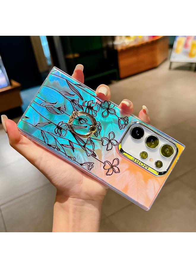 S-TOP Case For Samsung Galaxy A14 5G Electroplating Laser Flower Ring Holder TPU Phone Case - Image 4