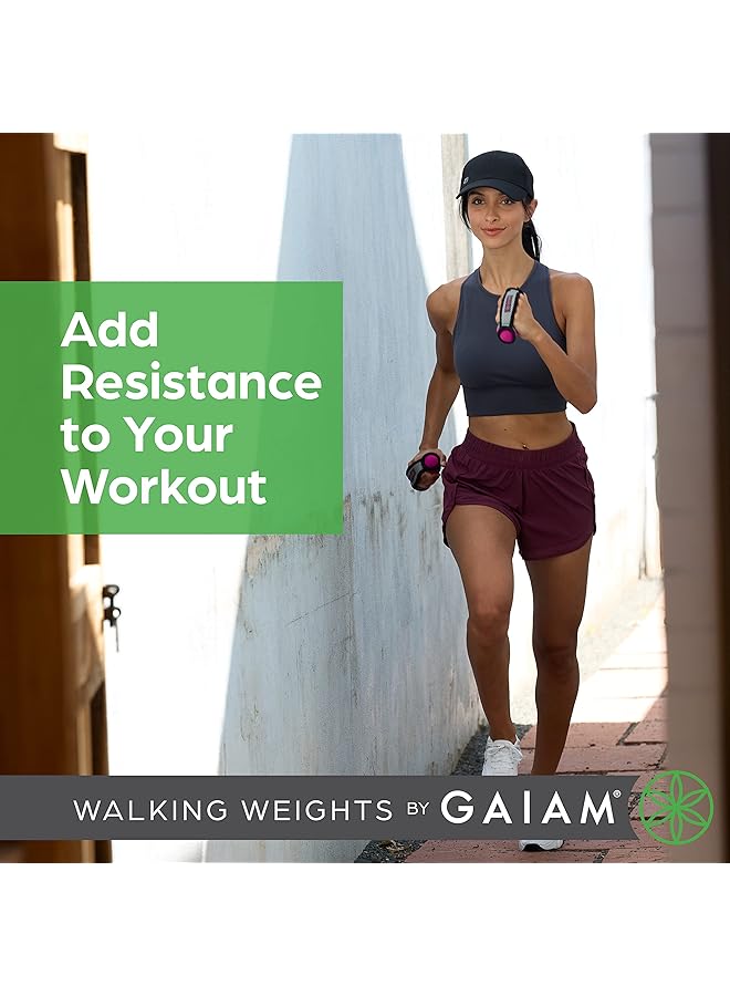 Gaiam Hand Weights for Women & Men Soft Dumbbell Walking Hand Weight Sets with Hand Strap Walking Running Physical Therapy Aerobics (Available in 2lb and 4lb Sets) - Image 2