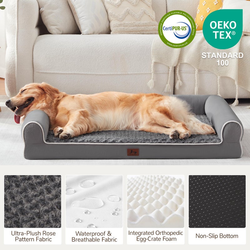 Warmrest Large Dog Beds Large Sized Dogs 45x35x7 Inch, Orthopedic XXL XL Dog Bed for Medium Size Dogs, Big Waterproof Couch Sofa with Removable Washable Cover for Pet, Dark Grey - Image 4