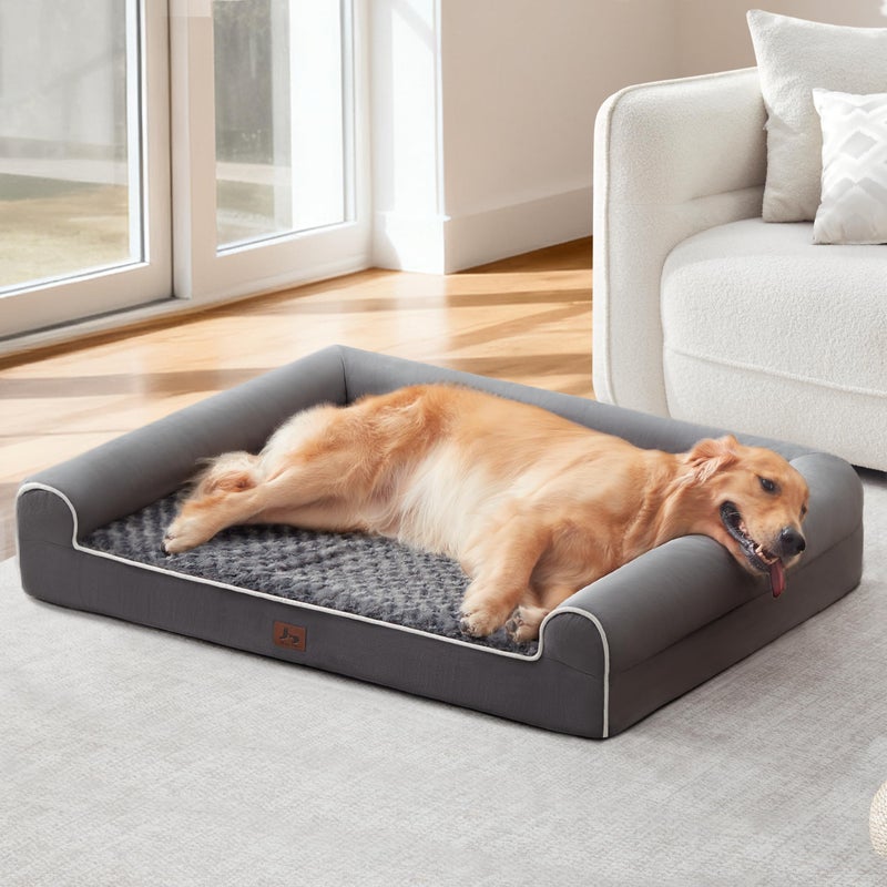 Warmrest Large Dog Beds Large Sized Dogs 45x35x7 Inch, Orthopedic XXL XL Dog Bed for Medium Size Dogs, Big Waterproof Couch Sofa with Removable Washable Cover for Pet, Dark Grey - Image 1