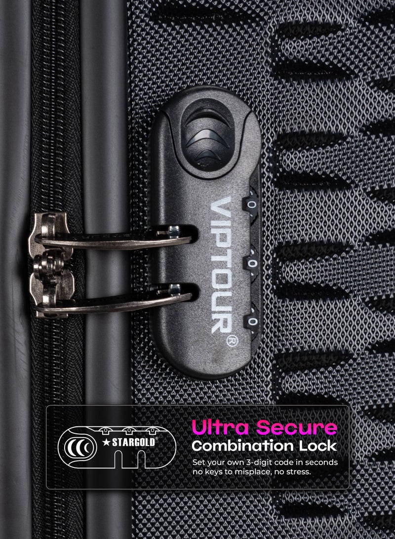 فيبتور طقم عجلات دوارة ذات جوانب صلبة مكون من 4 قطع مع قفل بأرقام مقاس 20،24،28،32 بوصة - Image 3