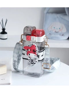 Sanrio 520ml Kids Large-capacity Double Straw Cup Plastic Coffee Water Portable Anti-drop Bottle  - Image 2