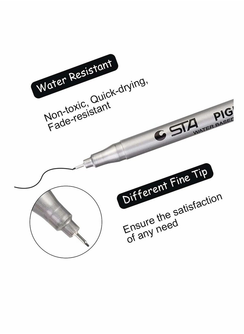 Fineliner Pens, Cozy 9 Pack Black ment Liner Micro Liner Fineliner Drawing Pens, Different Nib Sizes with Anti-Bleed for Sketching Drafting Office Documents Comic Manga Scrapbooking - Image 2