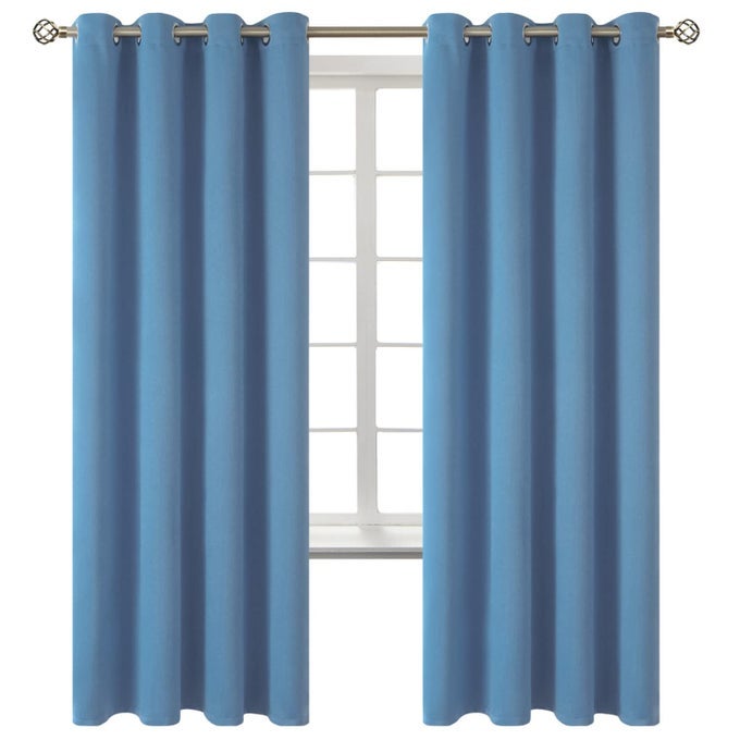 BLACKOUT CURTAINS FOR BEDROOM GROMMET THERMAL INSULATED ROOM DARKENING CURTAINS FOR LIVING ROOM SET OF 2 PANELS 52 X 72 INCH FADED DENIM