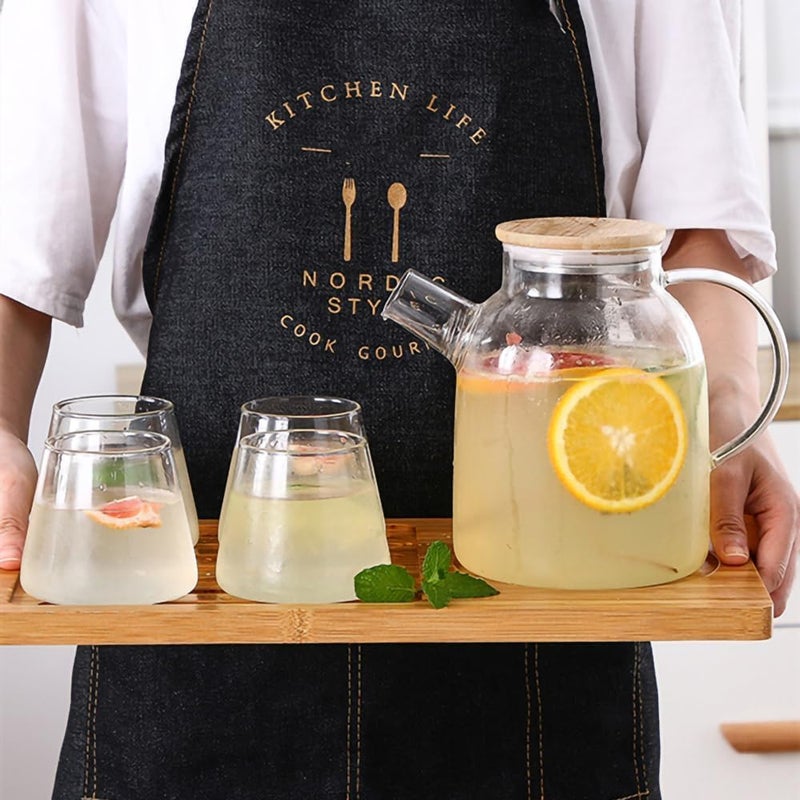 BLISS START Glass Water Jug with Air Tight Wooden Lid Drinking Beverage Pitcher with Cap 18 Litre Set of 1 - Image 3