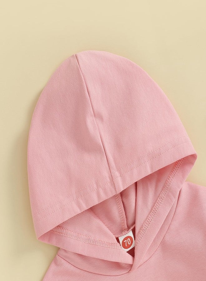 Muspeczenith Newborn Baby Girl Boy Hoodie Romper Solid Long Sleeve Hooded Sweatshirt Bodysuit Infant Fall Clothes Outfit (Pink, 0-3 Months) - Image 5