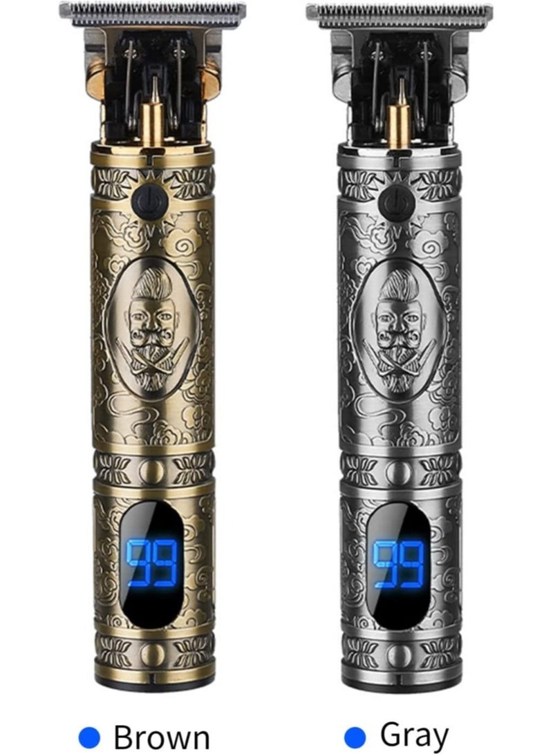 LCD Display Cordless Barber Clipper & Beard Trimmer Kit - Hair Cutting Grooming Set with T-Blade Trimmer, USB Rechargeable Electric Beard Trimmer - Image 2