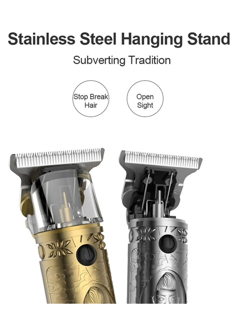 LCD Display Cordless Barber Clipper & Beard Trimmer Kit - Hair Cutting Grooming Set with T-Blade Trimmer, USB Rechargeable Electric Beard Trimmer - Image 4