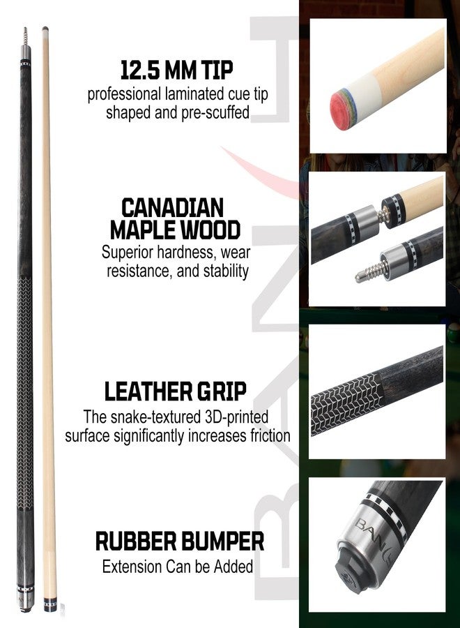 Banly Billiard Cues Sticks - 58" Pro Taper Canadian Maple Wood Pool Cues, 12.5mm Tip Low-Deflection Cue Stick, Pool Stick for Precision Control in 9-Ball & Competitive Play - Dark Grey - Image 3