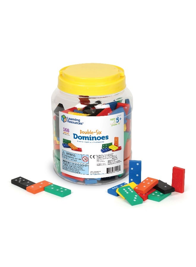 Learning Resources Double-Six Wooden Dominoes (28-Piece Set, Multi-Color Dots, Ages 5+) - Image 1