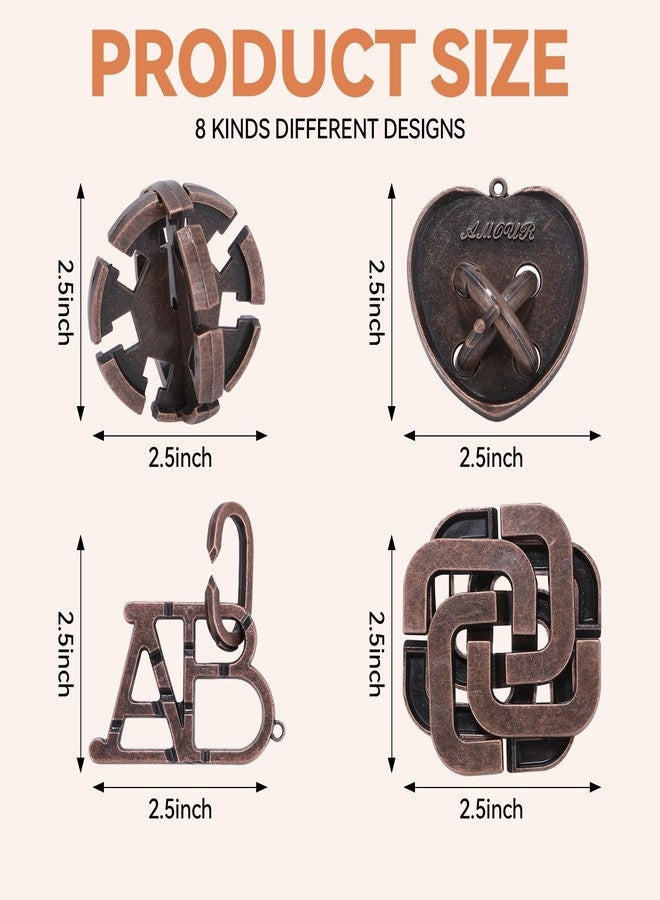 Mytothfy 8 Pcs Brain Teaser Puzzles for Adults Teens - Metal Puzzles 3D Puzzle Game Toys for Adults Teens - Unlock Interlocking Puzzle Adult IQ Education Smart Toys - Image 3