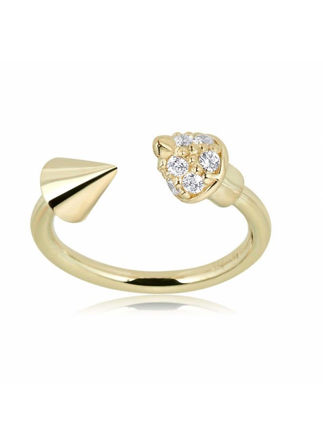 Avora 10K Yellow Gold Simulated Diamond CZ Spiked Lucky Horseshoe Eyebrow Body Jewelry -018 Gauge - Image 1