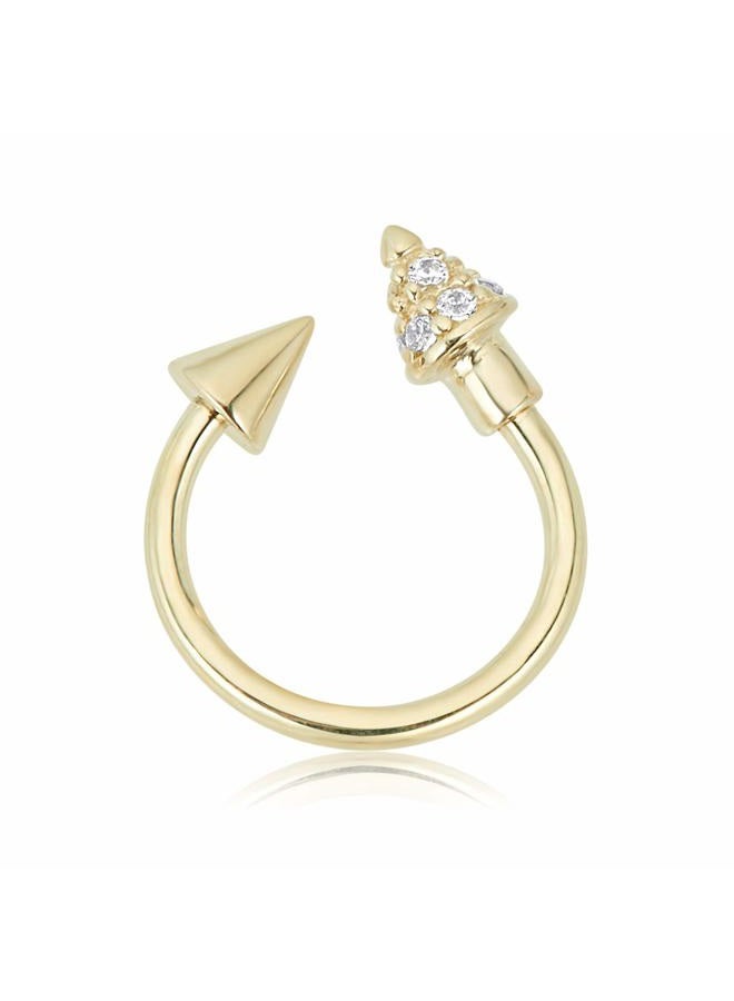 Avora 10K Yellow Gold Simulated Diamond CZ Spiked Lucky Horseshoe Eyebrow Body Jewelry -018 Gauge - Image 2