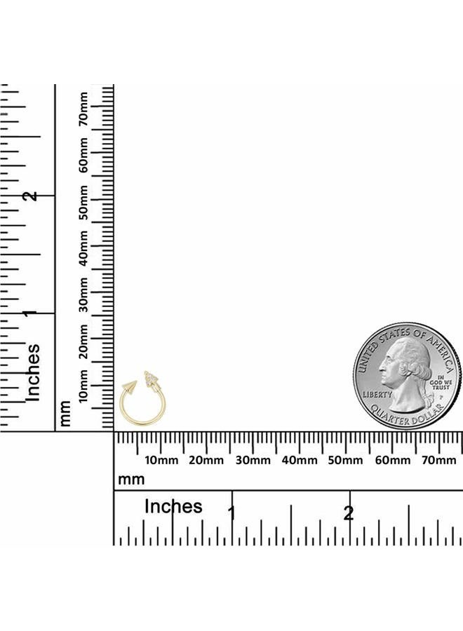 Avora 10K Yellow Gold Simulated Diamond CZ Spiked Lucky Horseshoe Eyebrow Body Jewelry -018 Gauge - Image 3