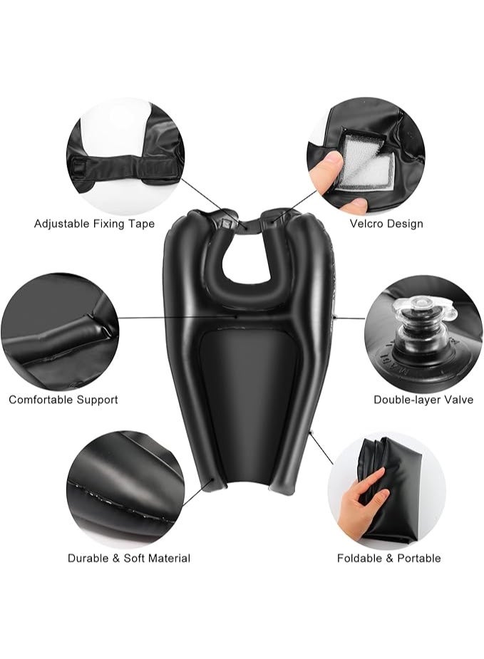 حوض غسيل شعر قابل للنفخ للمرضى طريحي الفراش، حوض متنقل، غسيل شعر للمرضى طريحي الفراش، وكبار السن ذوي الاحتياجات الخاصة، والحوامل، والمرضى بعد العمليات الجراحية، أسود - Image 3