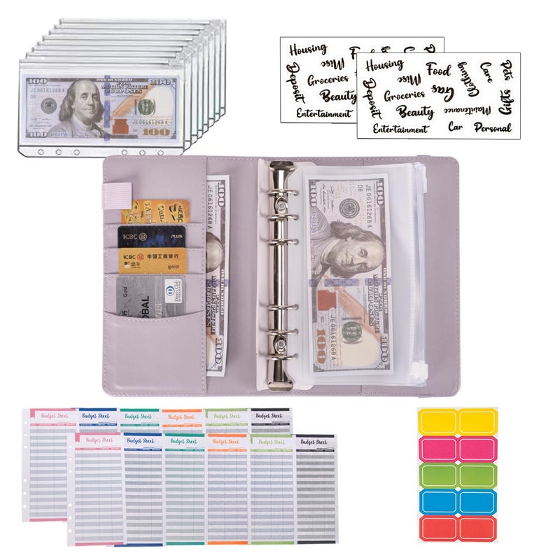 NICOOTHBudget Binder Cash Envelopes A6 Money Saving Binder with Zipper envelopes (A6purple) - Image 4