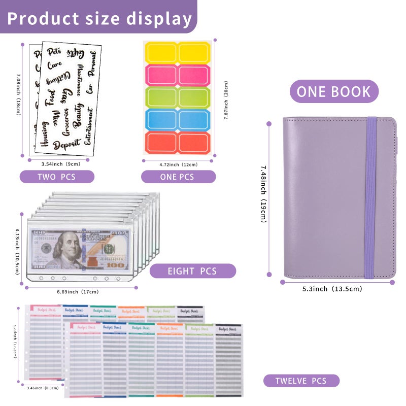 NICOOTHBudget Binder Cash Envelopes A6 Money Saving Binder with Zipper envelopes (A6purple) - Image 2