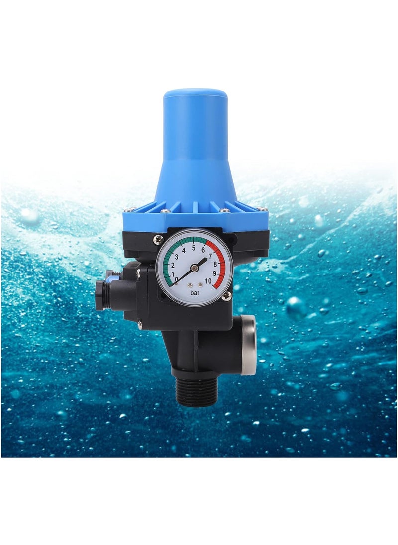 Water Pump Pressure Controller Waterproof Adjustment Automatic Water Pump Control Switch with Single Way Valve(220V-240V)