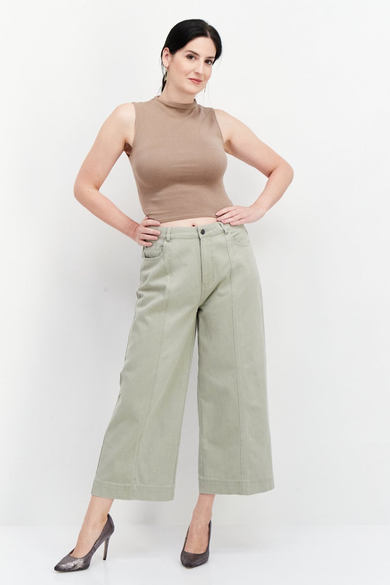 ESPRIT Womens Regular Fit Plain Wide Leg Pants, Grey - Image 4