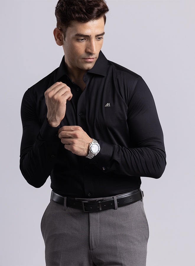 Mannerism The Liquid Bamboo Black Shirt with Smooth Fluidity - Image 2