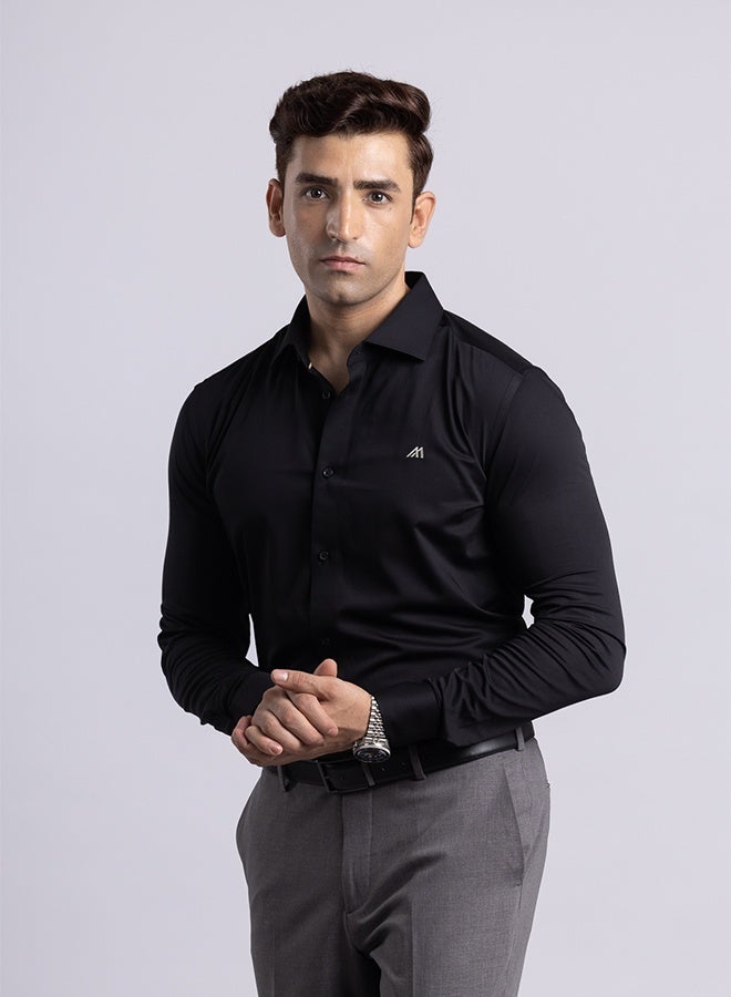Mannerism The Liquid Bamboo Black Shirt with Smooth Fluidity - Image 1