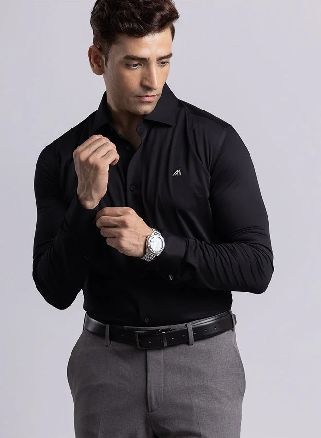 Mannerism The Liquid Bamboo Black Shirt with Smooth Fluidity