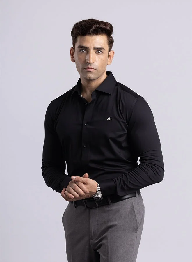Mannerism The Liquid Bamboo Black Shirt with Smooth Fluidity