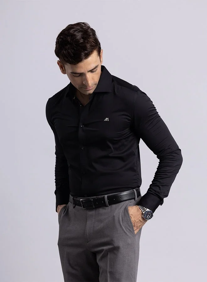 MANNERISM  The Liquid Bamboo Black Shirt with Smooth Fluidity for Men | Best Price UAE