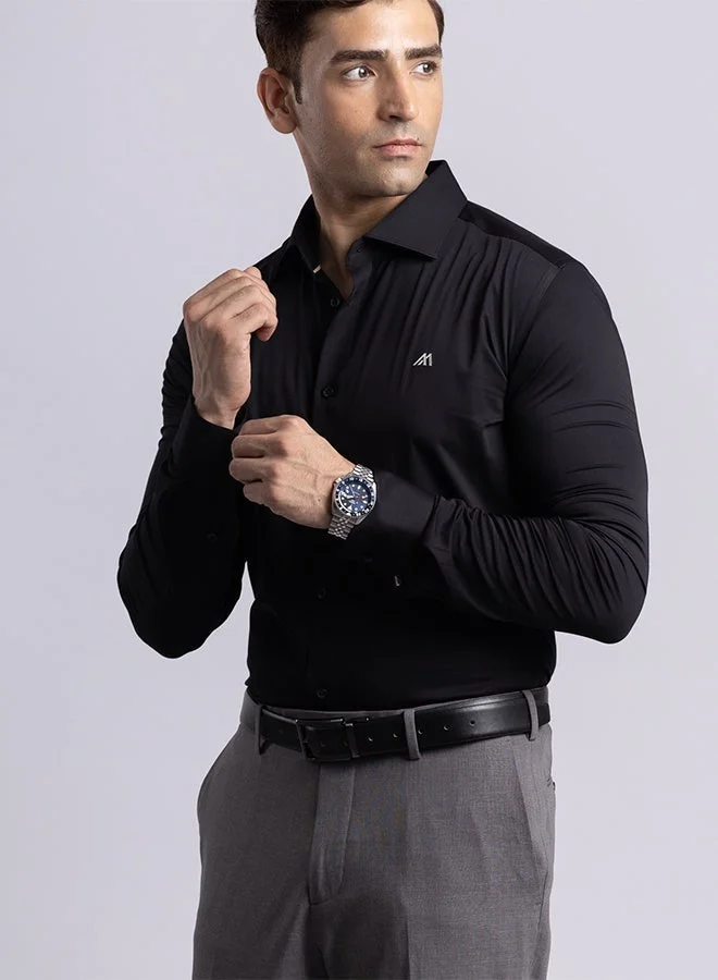 MANNERISM  The Liquid Bamboo Black Shirt with Smooth Fluidity for Men | Best Price UAE