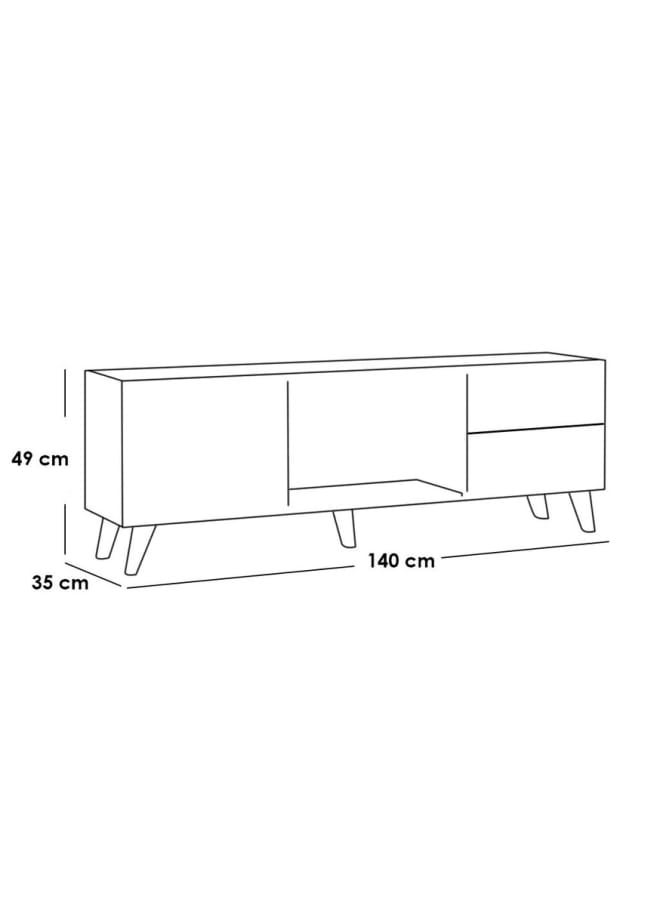 Retro RA-U38 TV Table 140x49x35cm - Beige x White - Image 5