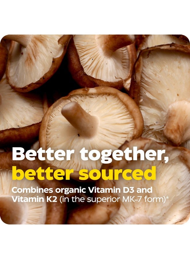 ENZYMEDICA إنزيميدكا، فيتامين د3+ك2 العضوي، 5,000 وحدة دولية فيتامين د3 و90 ميكروغرام فيتامين ك2 MK-7، مع فطر شيتاكي والألياف البريبايوتيك، نباتي، 60 حبة - Image 3