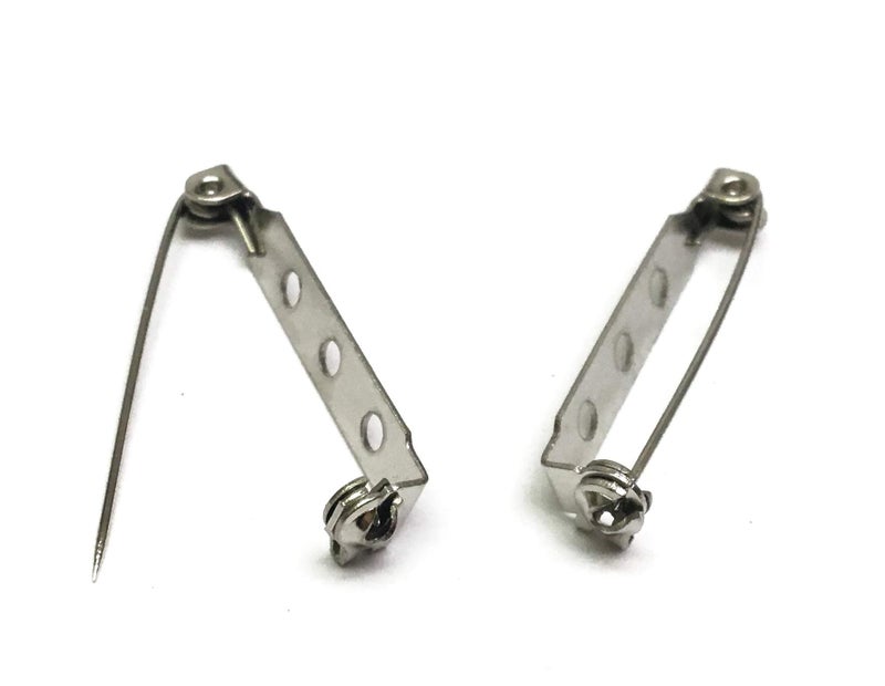 All In One Pin Back Clasp Brooch Findings for Badge Insignia Citation Bars Making Corsage Name Tags Toy Pins and Jewelry Making Silver 30mm50pcs