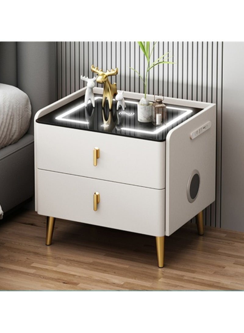 منزل منظم طاولة ذكية بجانب السرير متعددة الوظائف مع منفذ شحن لاسلكي ومكبر صوت بلوتوث للمنزل وغرفة المعيشة وغرفة النوم والفندق والمكتب - Image 1