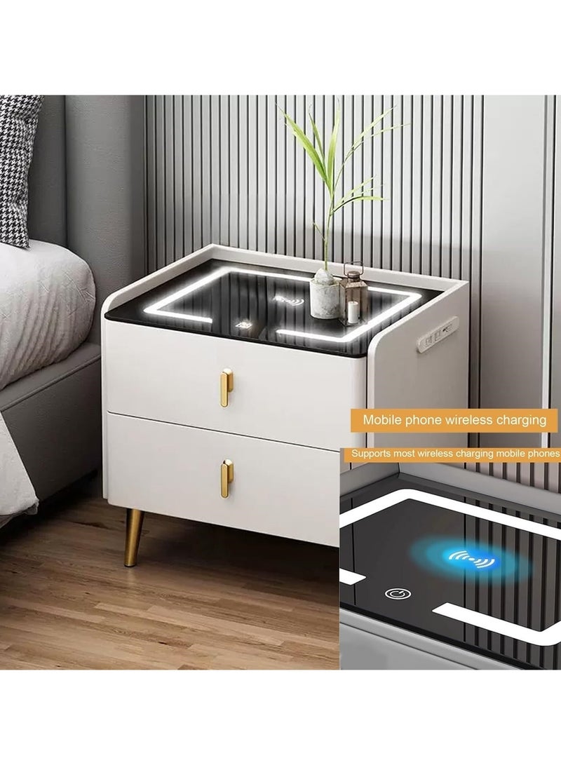 منزل منظم طاولة ذكية بجانب السرير متعددة الوظائف مع منفذ شحن لاسلكي ومكبر صوت بلوتوث للمنزل وغرفة المعيشة وغرفة النوم والفندق والمكتب - Image 4