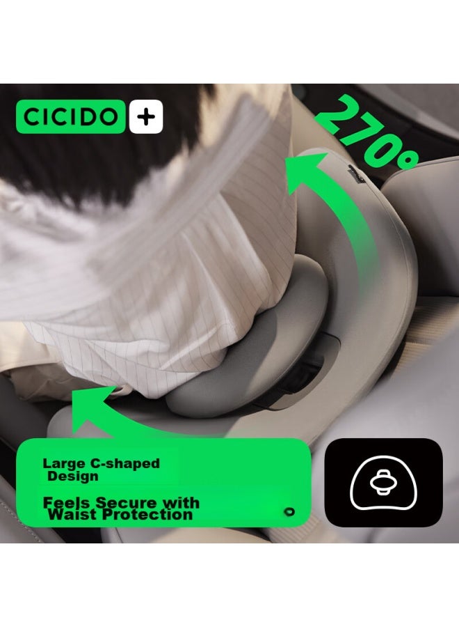 Cicido Four-way Adjustable Lumbar Support, Car And Home Office Chair Back Cushion, 50° Gray - Image 3