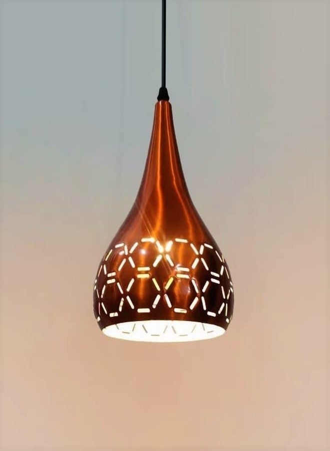 Keyplus Metal Cut 3 Light Cluster Hanging Light Ceiling Pendant Lamp, Copper (Orange) - Image 3