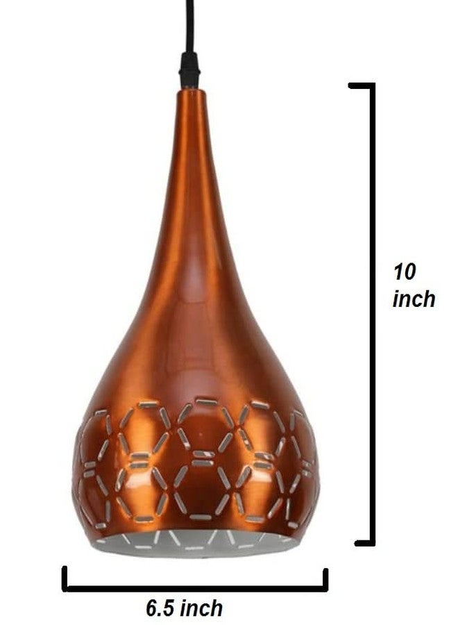 Keyplus Metal Cut 3 Light Cluster Hanging Light Ceiling Pendant Lamp, Copper (Orange) - Image 4