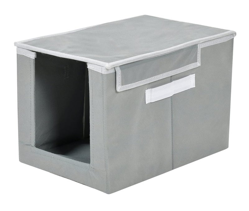Kuber Industries Kuber Industries NonWoven Cloth Stacker Wardrobe OrganizerBin With Carrying Handle Lid Pack of 4 GreyHS43KUBMART26886  - Image 3