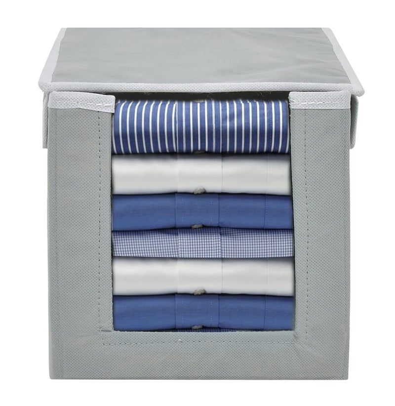 Kuber Industries Kuber Industries NonWoven Cloth Stacker Wardrobe OrganizerBin With Carrying Handle Lid Pack of 4 GreyHS43KUBMART26886  - Image 2