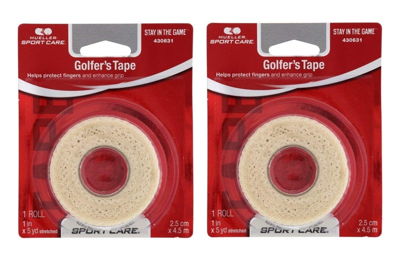 Mueller Golferâ€™s Grip Tape, Self-Adhering, Lightweight, Residue Free, Conforming Elastic Protective Tape, Helps Protect Fingers & Enhance Grip - 1â€ x 5yd Stretched, 2 Pack - Image 1