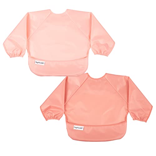 Tiny Twinkle Long Sleeve Bib for Babies & Toddlers | 2-Pack Waterproof Smock Bib for Eating | Machine Washable & Mess-Proof Feeding Essentials | Newborn Shower Gift (Peach Terracotta,6–24M) - Image 1