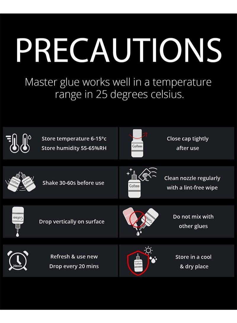جوللي سوبر رمش تمديد الغراء ( 0.17 / 5 / 0.5-1 ثانية وقت التجفيف / الاحتفاظ الوقت ، 7 أسابيع / أقصى قوة لاصقة / المهنية فقط استخدام لاصق أسود / شبه دائم تمديد - Image 4