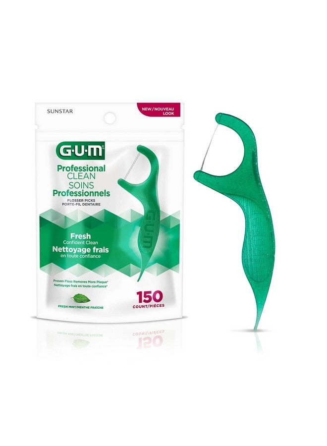 Gum 889Dd Professional Clean Flossers Extra Strong Flosser Pick Fresh Mint 150 Count - Image 1