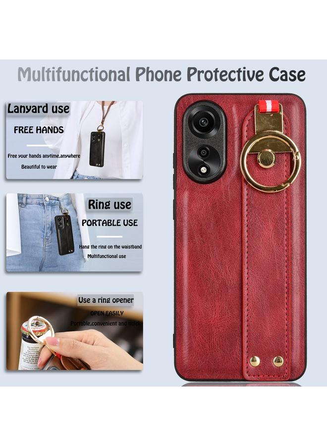 اس-توب جراب خلفي من الجلد لهاتف OPPO A78 4G مع سوار معصم - Image 5