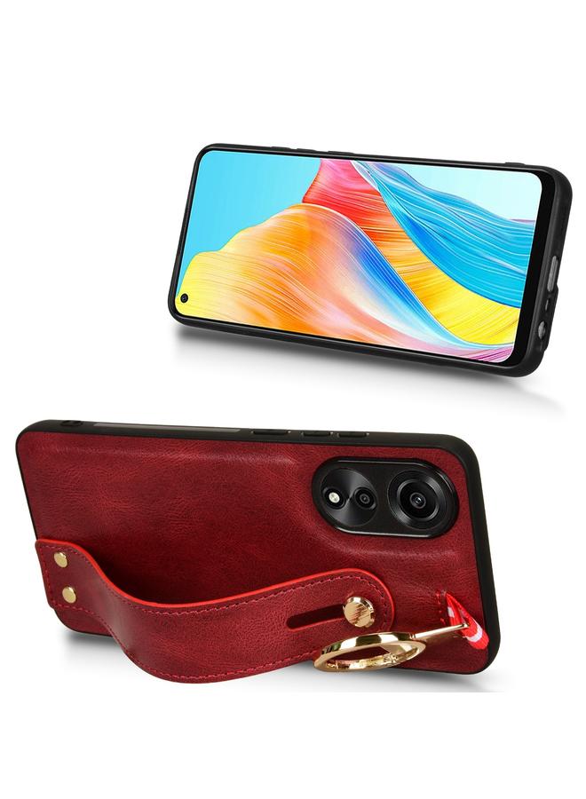 اس-توب جراب خلفي من الجلد لهاتف OPPO A78 4G مع سوار معصم - Image 3