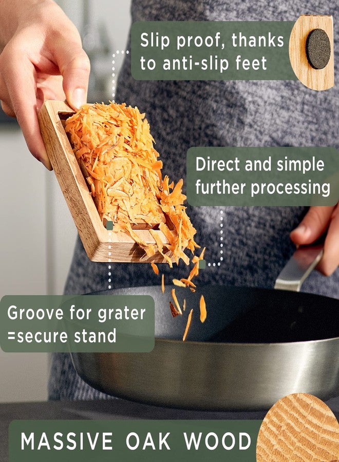 WALDWERK Premium Grater with Etched Stainless Steel Blades - Grater for Kitchen with Oak Wood Base - Box Grater with 4 Sides for Parmesan Cheese, Vegetables, Carrots, or Potatoes - Cheese Grater - Image 3