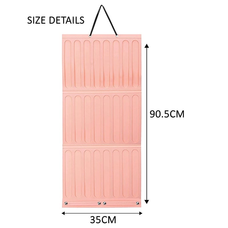 kapimo Hair Clip Bow Ties Organizer for Girls Kids, Hair Bow Holder Closet Wall Hanging Holder, Soft Felt Hairband Storage for Girls Baby Hair Accessories (3-Layered, Pink) - Image 2
