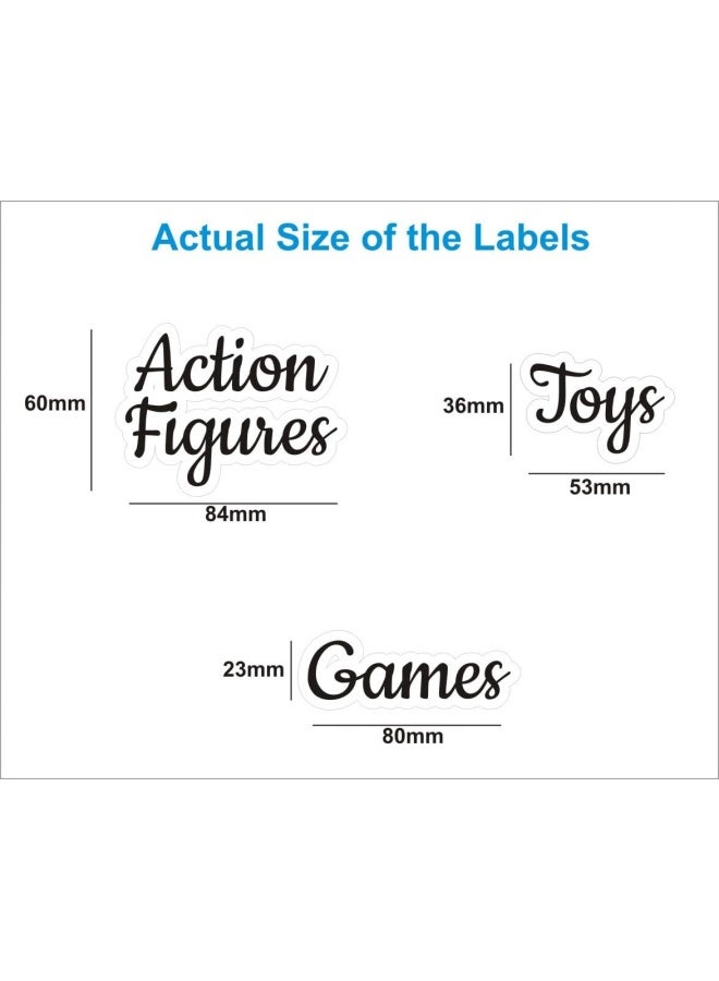 Premify Playroom Labels, Kids Room Organising Stickers – Toys & Crafts Preprinted Sticker. Waterproof Clear Vinyl Label, Children Learn Organizing Their Playroom, (Set Of 120 – Toy Closet Stickers) - Image 2