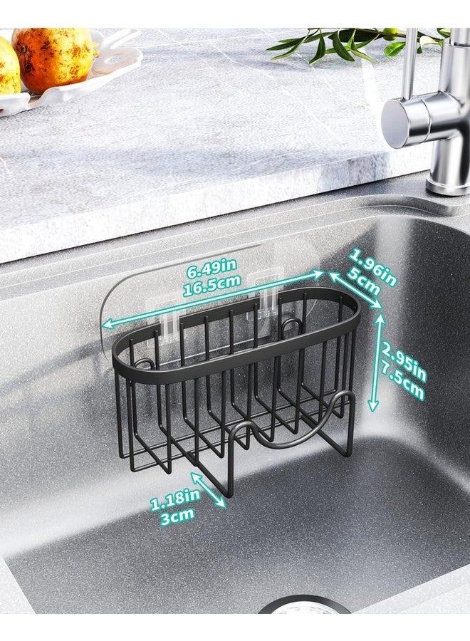 HapiRm Multifunctional Sponge Holder with Unique M-Shaped, 2 Installation Methods Kitchen Sink Caddy Organizer, Rustproof Stainless Steel Sponge Caddy for Brush, Sink Stopper and Scraper -Black - Image 3