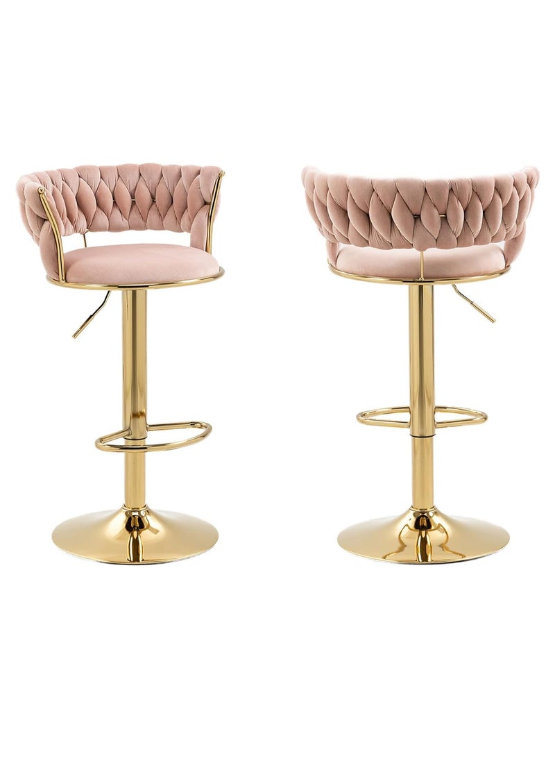 DubaiGallery Luxury bar Stool,Modern Round Adjustable Reception Chair, Gold Velvet Bar Chair, Kitchen high Dining Chair , Height Adjustable and 360° Swivel. Suitable for bar, Home, offce, Cafe  - Image 4